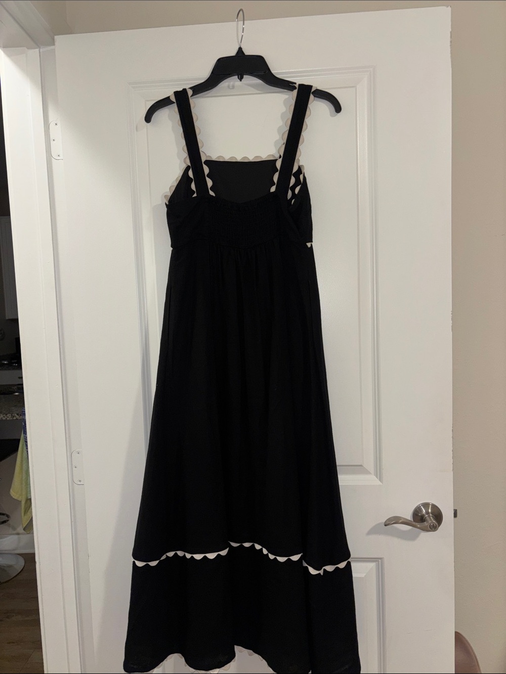 Cynthia Rowley Black Maxi Dress with white Scallop Trim Size S - Picture 5 of 8